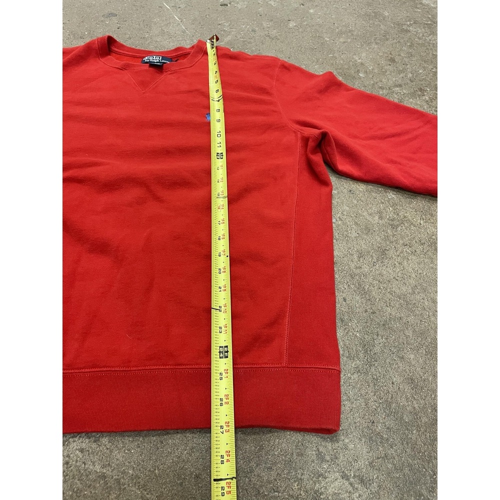 Polo Ralph Lauren Sweatshirt Mens Large Red Crewneck Pullover Blue Pony Made USA - Picture 13 of 16